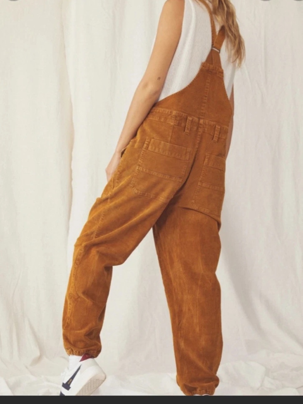 We The Free Iris Orange Brown Corduroy Utility Overalls Cargo Dungarees L - Picture 2 of 11